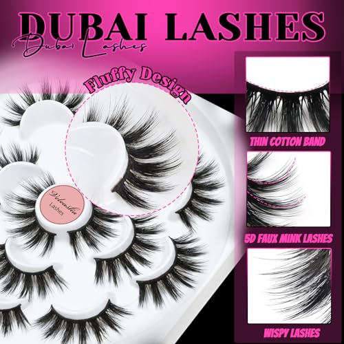 Veleasha 5D Faux Mink Lashes - 7 Pairs Fluffy Wispy False Eyelashes