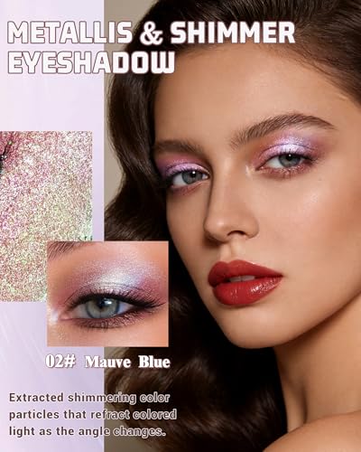Duochrome Glitter Eyeshadow Palette - Mauve Blue Waterproof