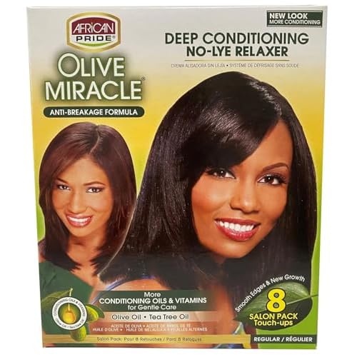 African Pride Olive Miracle Deep Conditioning No-Lye Relaxer - Super Kit 8-Count