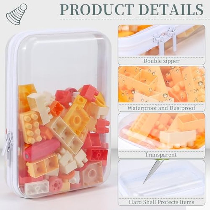 3 Pack Clear Hard Shell Zipper Pouches - Waterproof Makeup & Travel Organizer