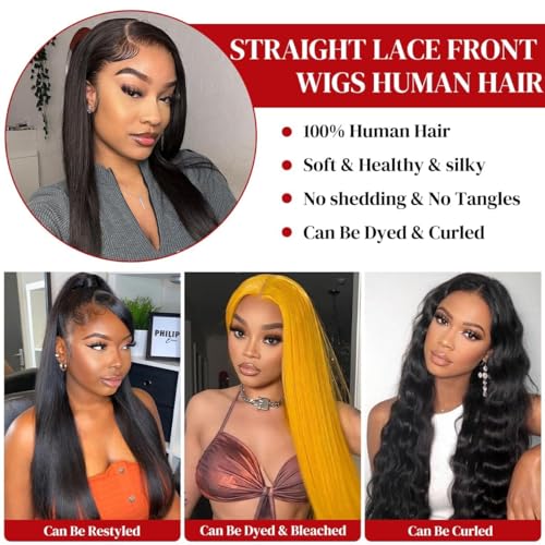 32" Straight Lace Front Wig 200% Density Brazilian Human Hair