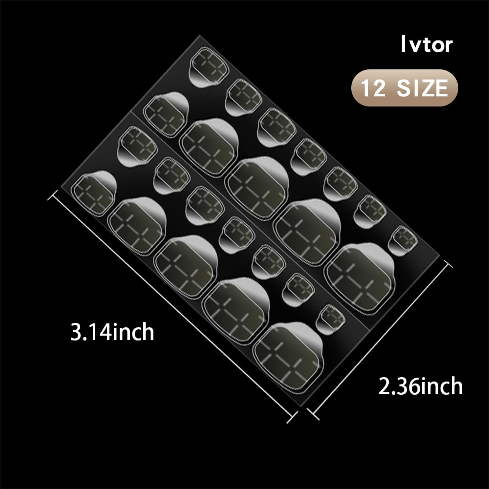 Ivtor Invisible Nail Adhesive Tabs, Waterproof Nail Sticker, Jelly Double-Sided Adhesive for Press On Nails, 10 Sheets 240PCS Nail Glue for Toenail