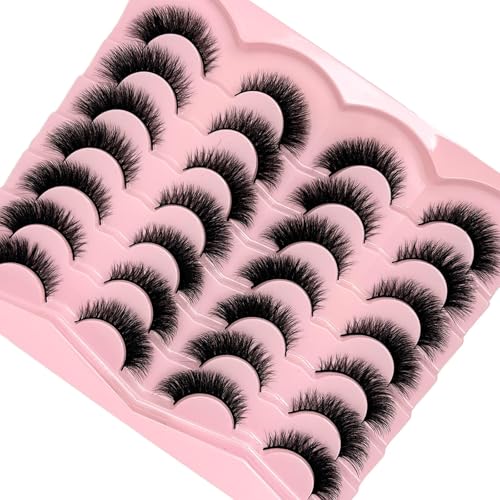 Fluffy 3D Cat Eye Lashes 14 Pairs Reusable Faux Mink Strip