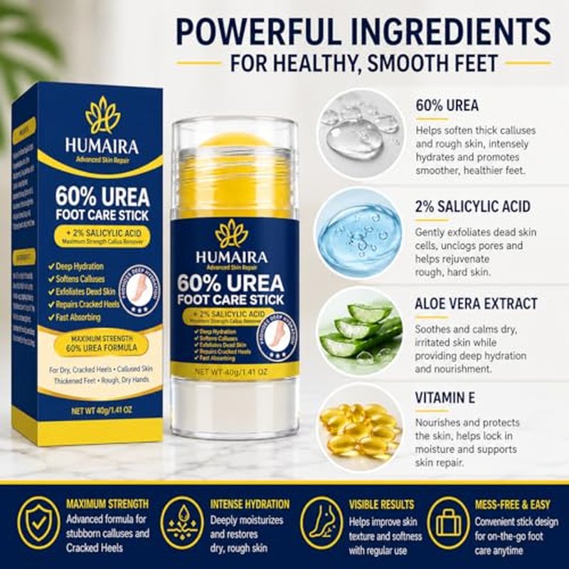 HUMAIRA 60% Urea Foot Care Stick with 2% Salicylic Acid - 40g