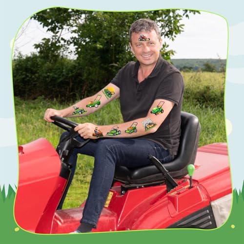 144 PCS lawn Mower Temporary Tattoos Stickers, lawn Mower Party Favors lawn Mower Birthday Party Decorations Supplies Gifts