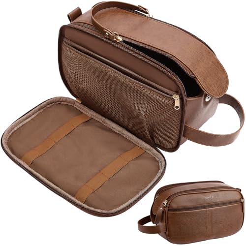 PU Leather Toiletry Bag for Men - Water Resistant Travel Organizer