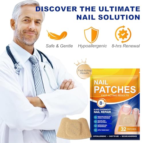 Nail Patches for Dry Cracked Nails - 32 Pc Moisturizing Overnight Treatment