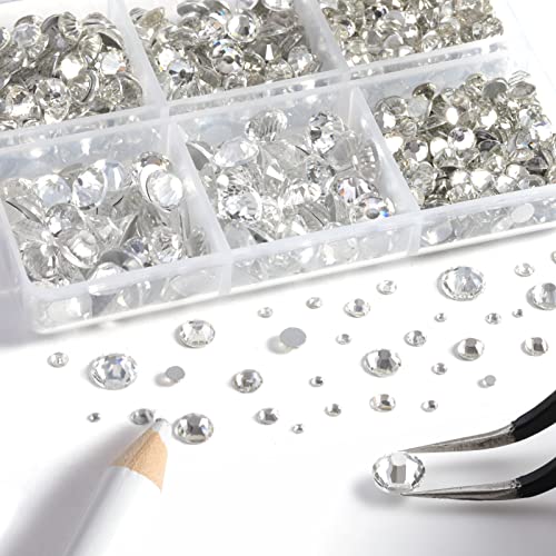 Beadsland 8300PCS Clear Rhinestones Flatback Mix 10 Sizes