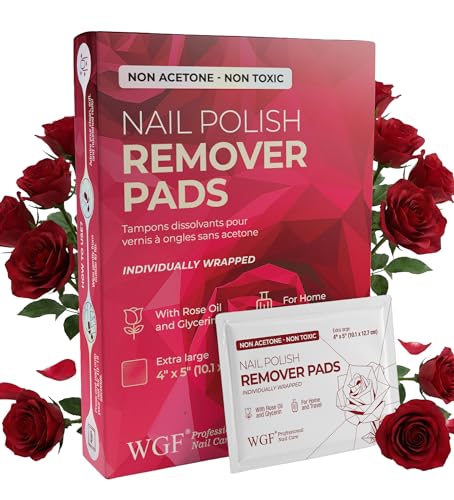 WGF Professional Nail Polish Remover Pads 14 Pack - Non-Acetone, Gentle, Individually Wrapped Travel Wipes