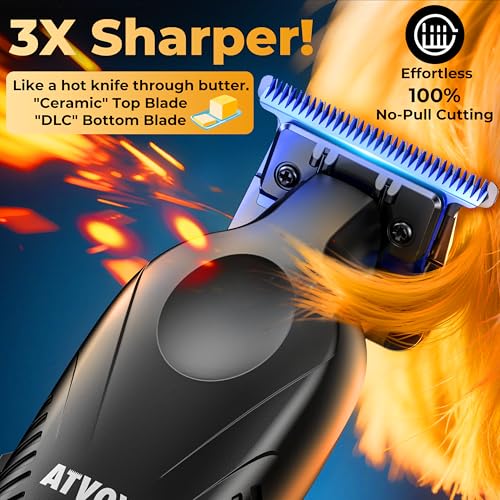 Zero Gap Cordless Hair Clipper Trimmer with LED Display - 9000 RPM
