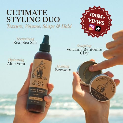 The Merman Sea Salt Spray & Curling Clay Bundle for Beachy Textured Hair