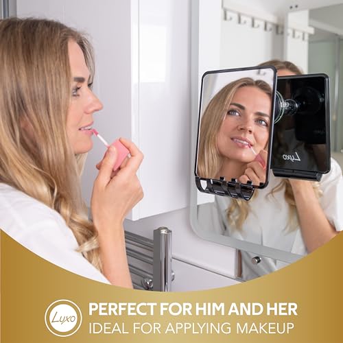 Luxo Fogless Shower Mirror with Razor Holder, Black
