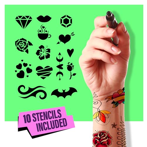 Henna Temporary Tattoo Kit with Markers & Stencils – Skin-Safe, Long-Lasting Body Art for Girls & Adults