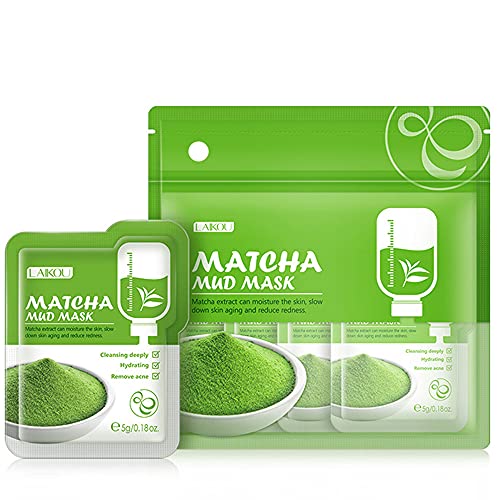 BEUKING Matcha Green Tea Face Mask, 12 Pcs, Deep Cleansing & Moisturizing Clay Mud Mask for Acne, Blackheads, Pore Remove, Skin-Friendly