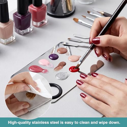 Professional Stainless Steel Makeup Palette Set - 5 Pc with Brush & Spatulas