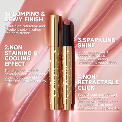 FOCALLURE Mellow RD01 Shimmer Lipstick - Hydrating Glossy Lip Color