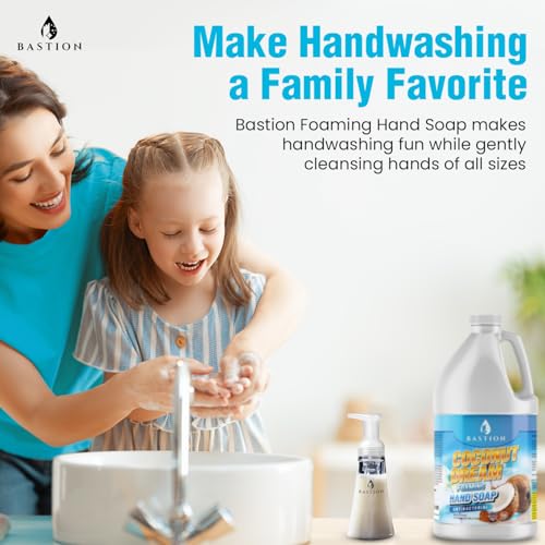 Bastion Antibacterial Foaming Hand Soap - Coconut Dream Hand Wash - Bulk 1/2 Gallon (64 oz) Refill Jug. Coconut Dream Scented. Non-toxic. Made in the USA.(Foaming Dispenser Required)