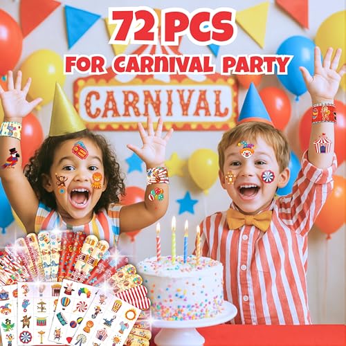 Carnival Party Favors Set - 72 Pieces Slap Bracelets & Temporary Tattoos