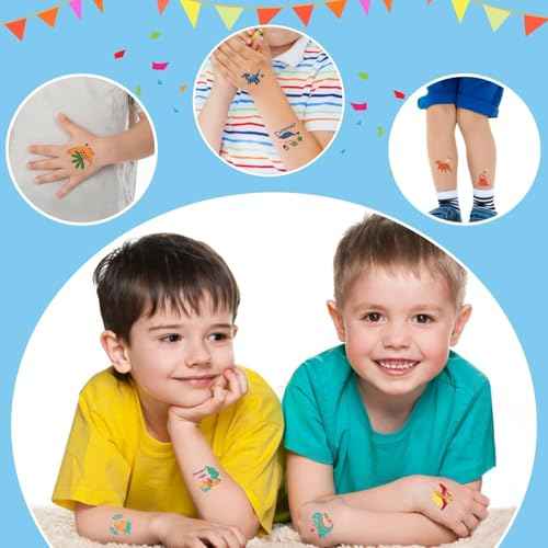 Partywind Dinosaur Kids Tattoos for Party Supplies, Individually Wrapped Cut Tattoos for Dinosaur Birthday Party Decorations Favors, Goodie Bag Stuffers Toys for Boys and Girls (50 Styles)