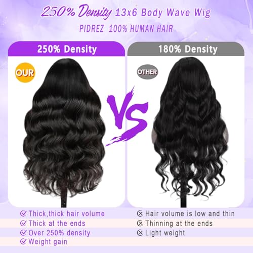 250% Density Body Wave Lace Front Wig - 18 Inch Human Hair