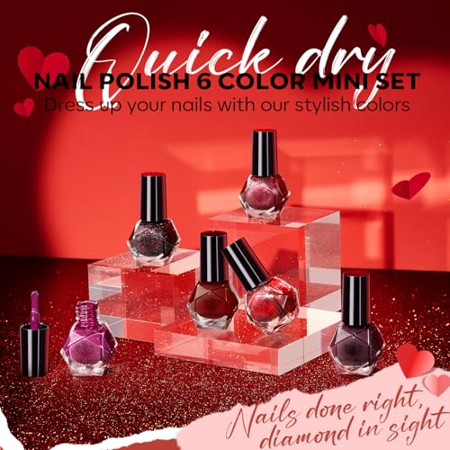 modelones Red Nail Polish Set with Velvet Cat Eye, 6 Colors – A2 Dark Red