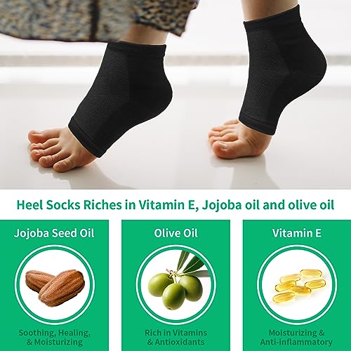 Ohtomber Gel Moisturizing Heel Socks for Dry Cracked Feet - 5 Pairs