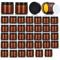 36 Pack 1oz Amber Glass Jars with Black Lids for Travel & DIY