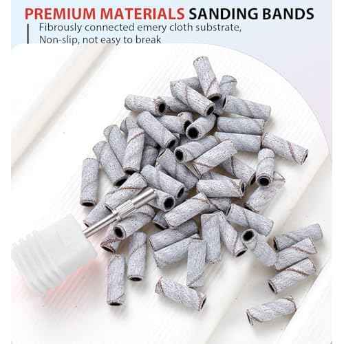 200Pcs Mini Nail Drill Bits Small Sanding Bands for Nail Drill with 3 mm Mandrel Bit, 80 120 180 240 Fine Grit Nail File for Acrylic Nails Gel Manicures and Pedicure (200pcs)