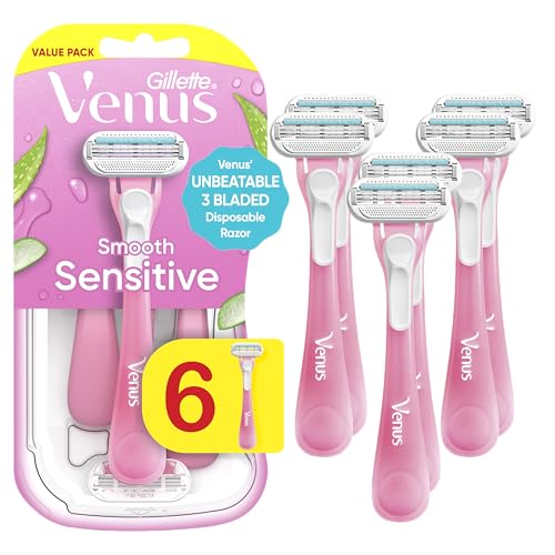 Gillette Venus Sensitive Disposable Razors for Women, 6 Count