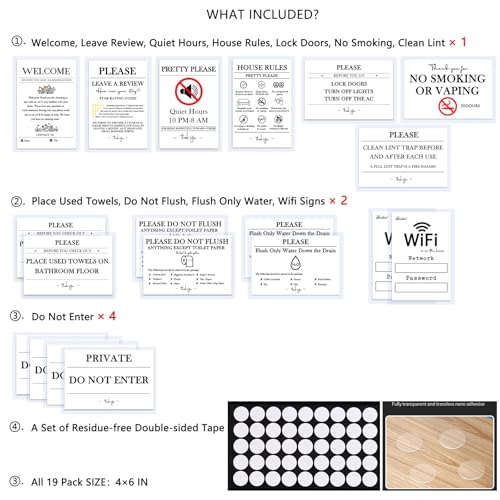 19-Pack Airbnb Host Essentials Sign Bundle - Waterproof & Writable