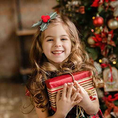 Christmas Holly Hair Clip - Christmas Hair Accessories, Felt Red Holly Berry Hair Clip, Toddler Hair Accessories for Girls, Winter Gifts for Girls