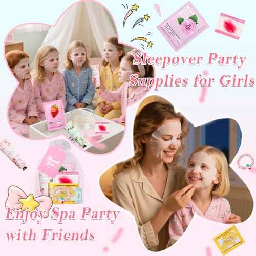 100PCS Spa Party Supplies for Girls 10-12, Bachelorette Spa Party Favors Gifts for Teens Girls 8-12, Face Masks Skincare,Hand Cream,Lip Balm,Eye Patches,Lip Mask, Spa Birthday Sleepover Party Supplies