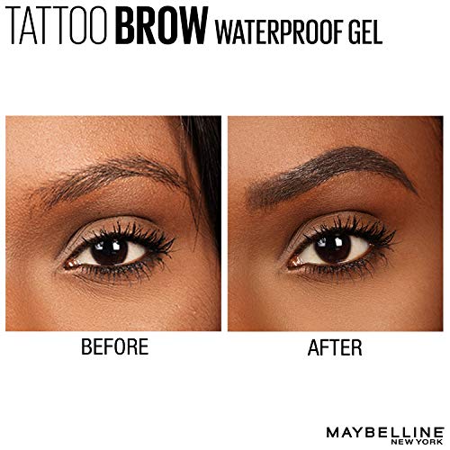 Maybelline TattooStudio Longwear Waterproof Eyebrow Gel Makeup for Fully Defined Brows, Spoolie Applicator Included, Lasts Up To 2 Days, Black Brown, 0.23 Fl Oz (Pack of 1)