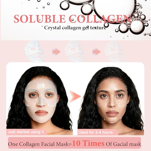 5 Pack Bio-Collagen Face Mask, Collagen Face Mask Overnight, Hydrating Hydrogel Facial, Deeply Hydrates, Minimizes Pores, And Enhances Elasticity