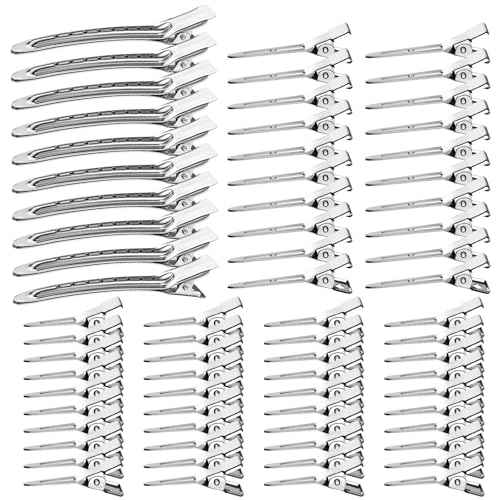 75pcs Duck Biled Hair Clips for Women, Duckbill & Metal Hair Clips for DIY Styling, Silver Hair Pins with Storage Case - Salon & Home Hair Accessories for Cutting, Rolling Long Hair