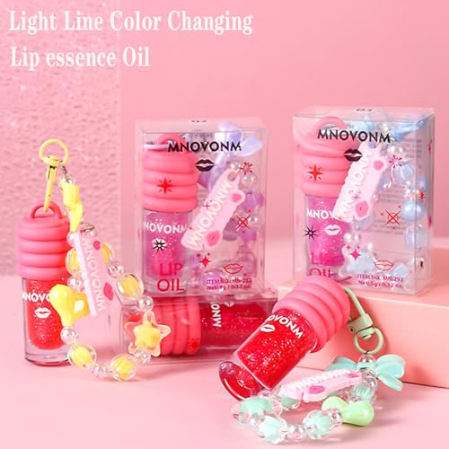 Color Changing Lip Oil with Bracelet Keychain - Hydrating Shimmer