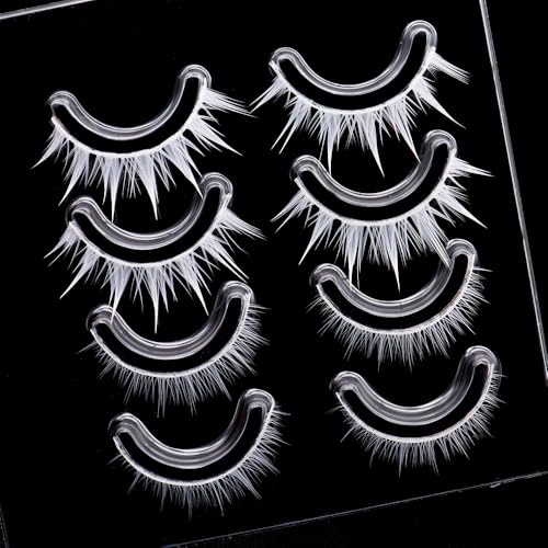 White Manga Anime Eyelashes - 4 Pairs Cosplay Lashes 12mm