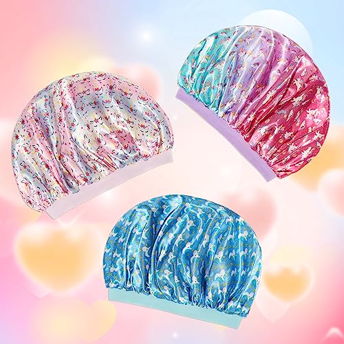 Satin Sleep Bonnet for Kids - 3 Pack Hair Cap for Curly Hair