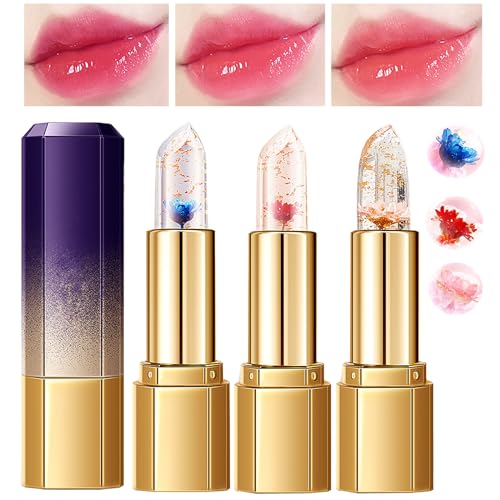 Flower Jelly Lipstick Set - Color Changing Moisturizer (Pack of 3)