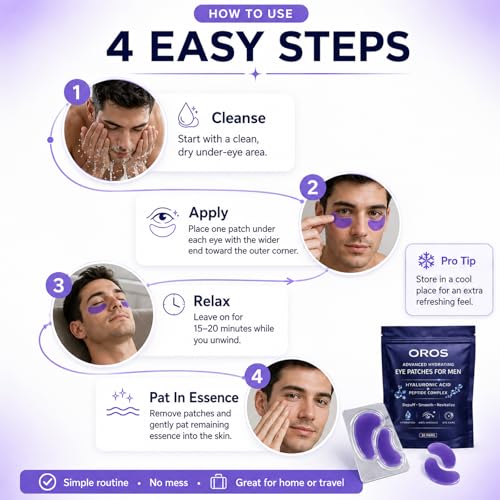 OROS Hydrating Eye Patches for Men, 10 Pieces