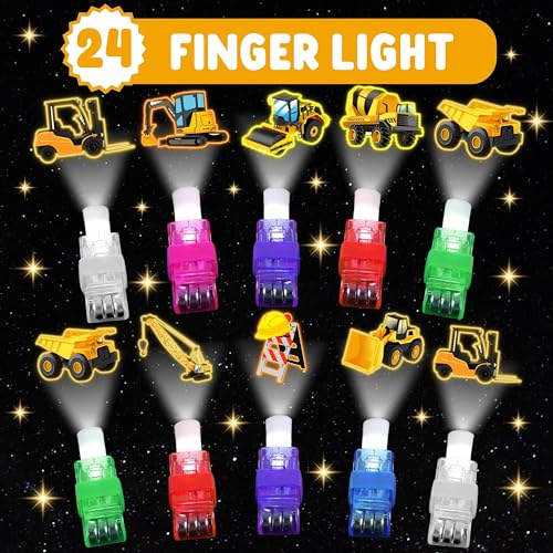 72-Piece Construction Party Favors – LED Finger Lights & Tattoos