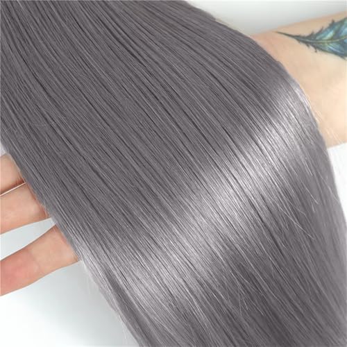 Gray Straight Human Hair Bundles 28-32 Inch | Brazilian Virgin