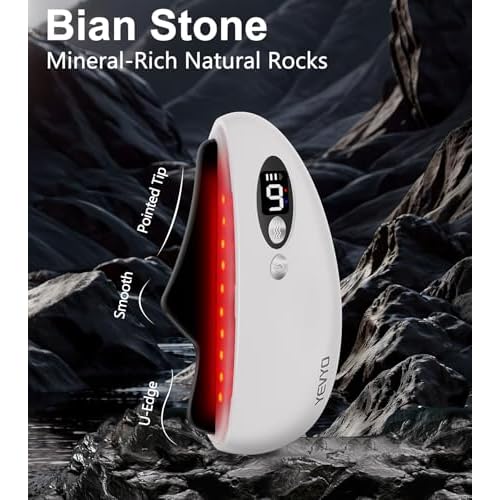Gua Sha Facial Tool, Electric Black Obsidian Guasha Tool for Face, Chin, Neck, Body, Heated Vibrating Massage Gua Sha Stone for Face Sculpting