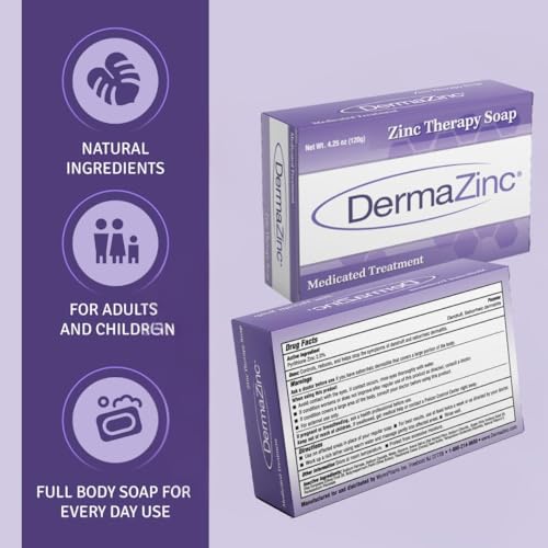 DermaZinc Therapy Soap, Zinc Soap for Skin, Skin Disorder Relief for Psoriasis, Dermatitis, Eczema, and Other Condition Symptoms