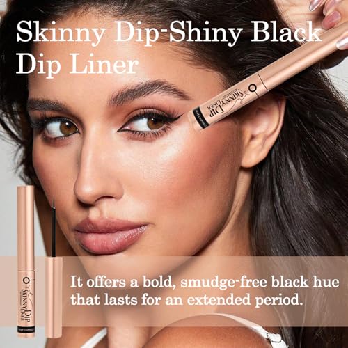 Skinny Dip Shiny Black Dip Liner ? 24H Long Lasting Eyebrow Gel for Fluffy or Laminated Brows, Clear Vegan Brow Gel with Precise Applicator, Non-Flaky, Quick Dry, Cruelty-Free