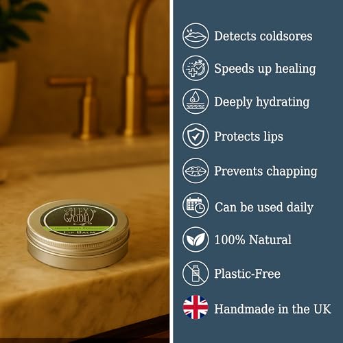 The Ilex Wood - Lip Balm Pack of 3 - Lemon Balm and Peppermint - All natural, coldsore prevention, cruelty free, plastic free, moisturising lip balm, handcrafted - 3 x 10ml (3 x 0.34 fl oz)