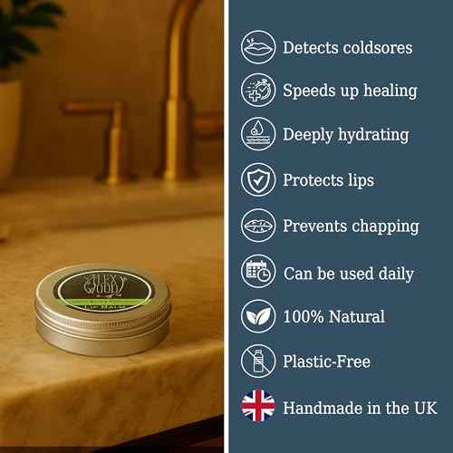 The Ilex Wood - Lip Balm Pack of 3 - Lemon Balm and Peppermint - All natural, coldsore prevention, cruelty free, plastic free, moisturising lip balm, handcrafted - 3 x 10ml (3 x 0.34 fl oz)