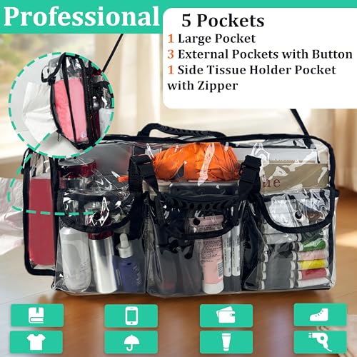 20" Large Clear Tote Makeup Kit Bag for Travel, Clear Duffle Toiletry Cosmetic Bag Professional Organizer Bags for Make up Set Artist Work Beach Gym