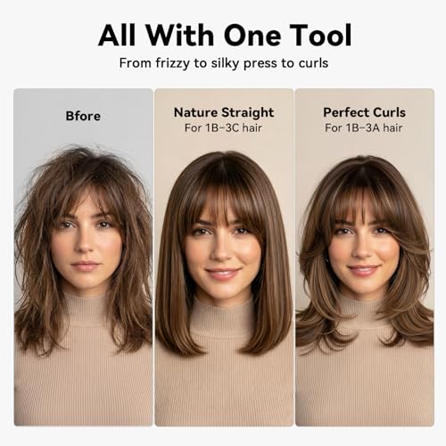 CARESKY Cordless Curling Iron Brush, Rechargeable & Portable