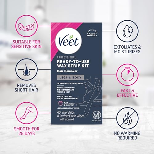 Veet Ready-To-Use Wax Strips Kit for Women | 40ct